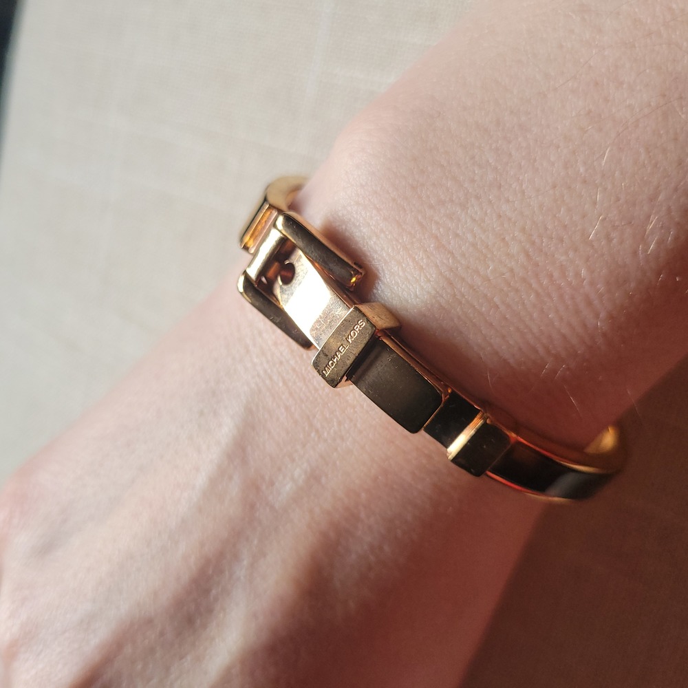 Michael Kors Rose Gold Tortoiseshell Buckle Bangle